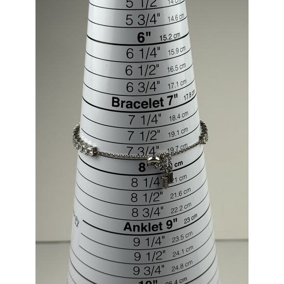 Jeulia Adjustable Sterling Silver Clear Tennis Bracelet - Picture 7 of 10